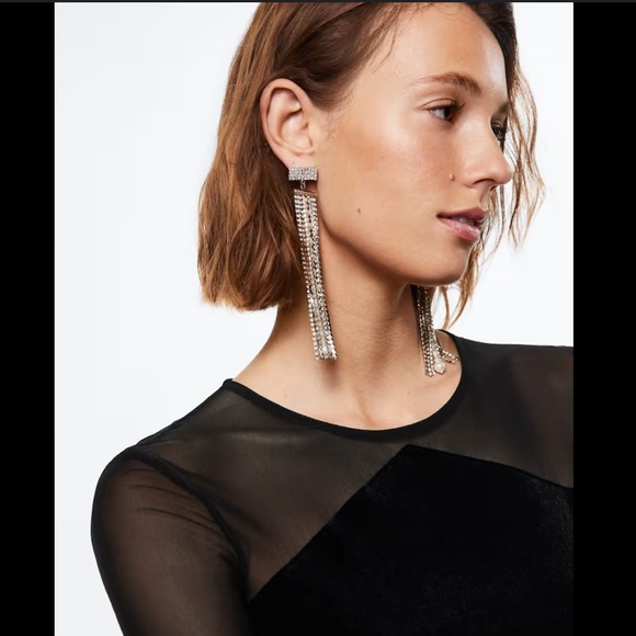 NWT Mango Crystal Cascade Earrings - Picture 16 of 16